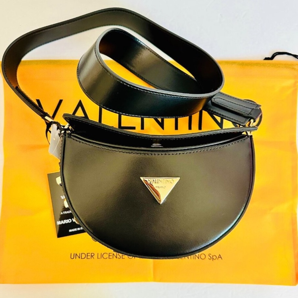 Valentino Black Crossbody Bag with Gold Accent